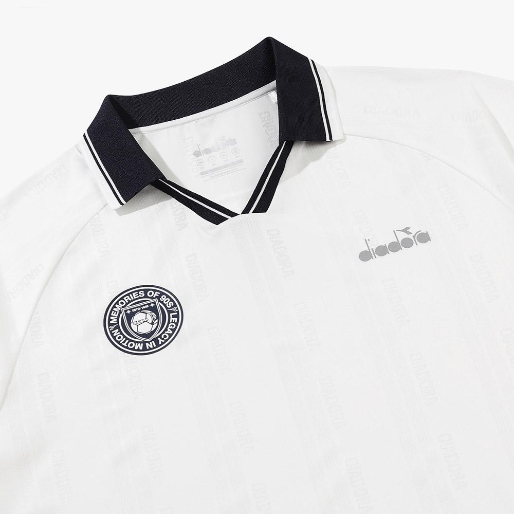 Diadora Ceremony Mesh Jacquard Collar Short Sleeve T-Shirt Off White