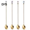 4Pcs Bright Finish Teaspoons Rust-proof Creative Stainless Steel Faux Crystal Spoons