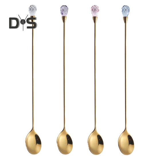 4Pcs Bright Finish Teaspoons Rust-proof Creative Stainless Steel Faux Crystal Spoons