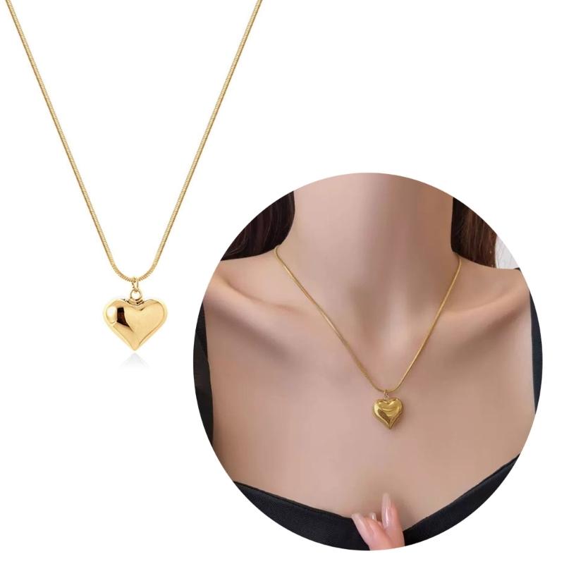 Y2K Aesthetic Chunky Heart Choker Necklace for Women Summer  Teen Girls 3D Peach Pendant Necklace Copper Clavicle Chain