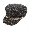 Autumn Winter Tweed Chain Hat for Womens Flat Army Girl Visor Travel Berets Plaid Newsboy s
