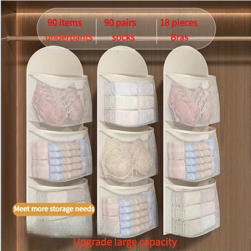 Triple-Layer Hanging Organizer, Transparent Mesh Bag for Underwear Socks Bra, Wall Mounted Storage for Dorm Home