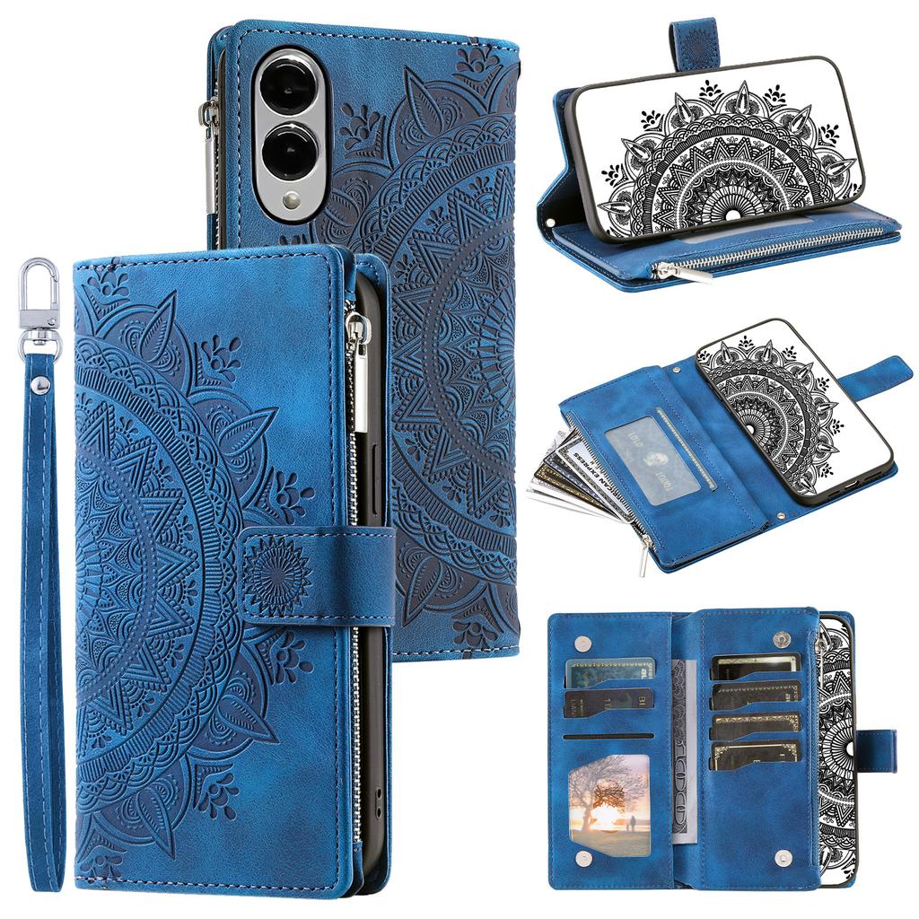Style 006 For Samsung Galaxy S25 Edge Wallet Case PU Leather Phone Cover Mandala Flower Pattern