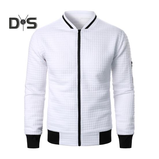 Herrenjacke Herbst Winter Einfarbig Waffelstruktur Sweatshirtjacke mit Taschen Reißverschlussleiste Lässige Oberbekleidung Sportliche Kleidung