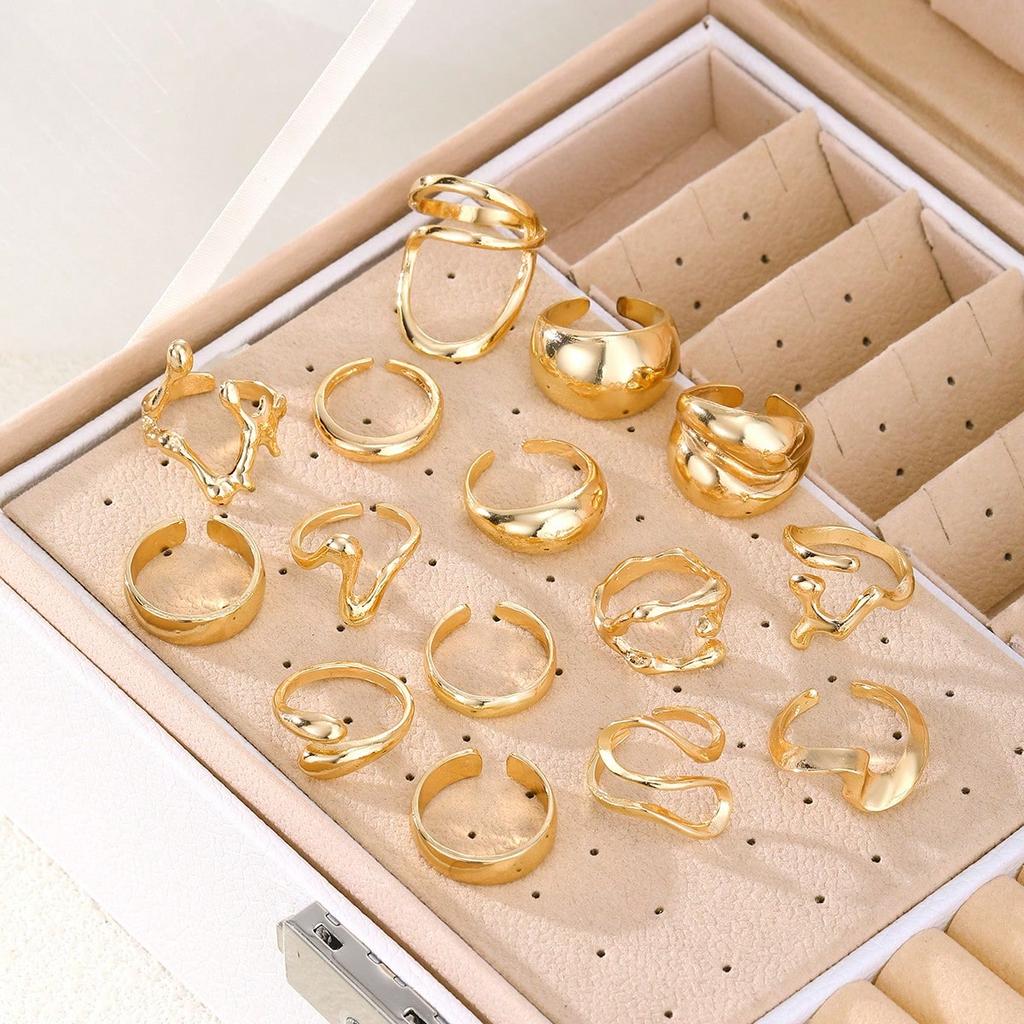 15pcs/Set Fashion Geometric Rings For Women Simple Casual Asymmetrical Hollow Decor Daily Wear Finger Rings Jewelry Gifts 2026
