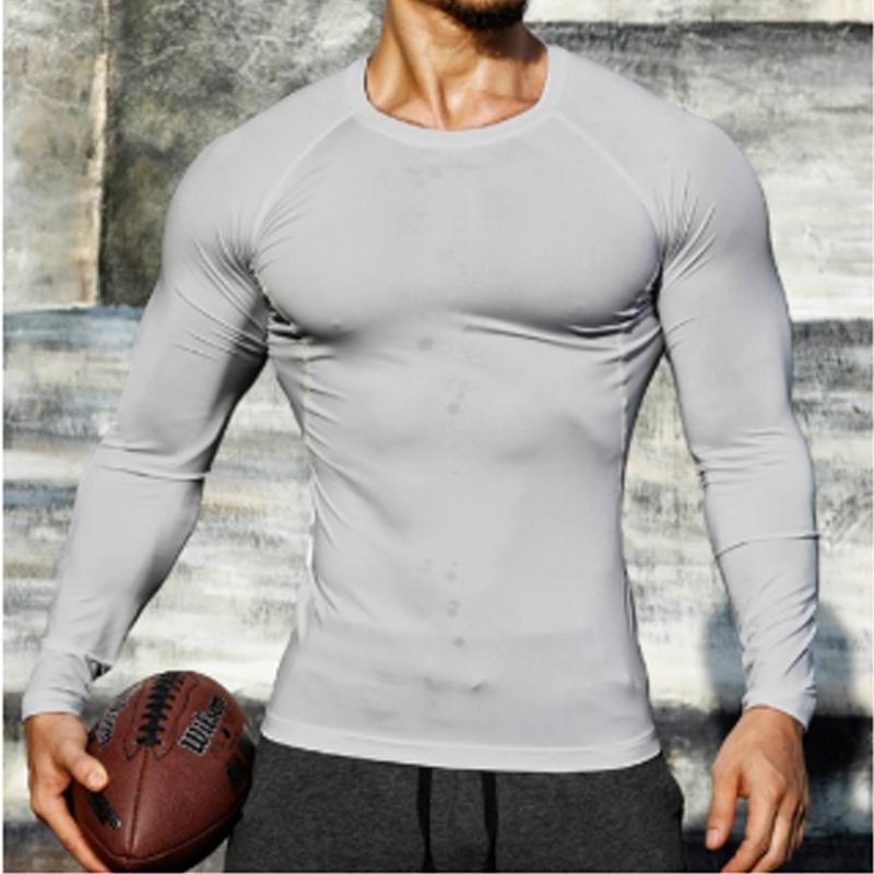 Heren Sneldrogende Fitness T-shirts Outdoor SPORT Hardlopen Klimmen Lange Mouwen Effen Kleur Shirt Tights Bodybuilding Tops Heren Onder Huid