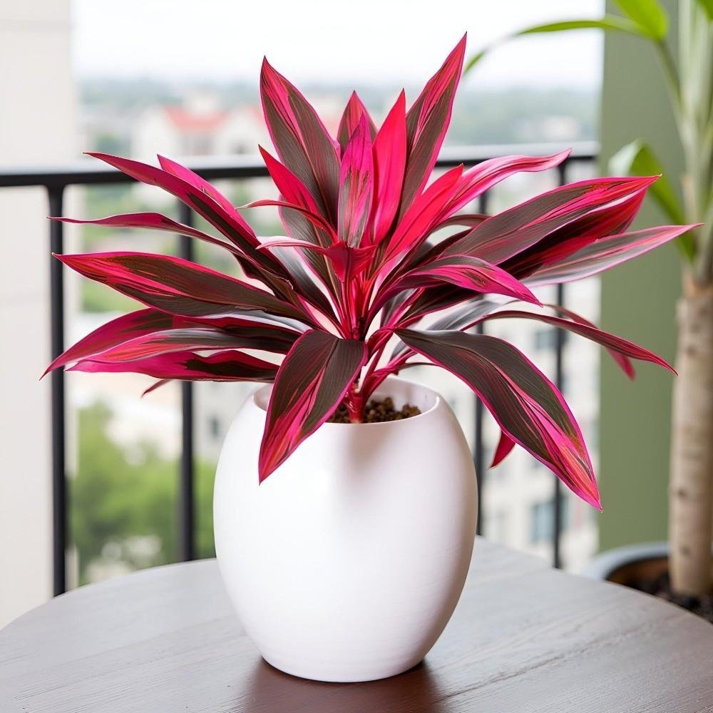 Realistic Leaves Fake Tropical Palm Plants Plastic Shrub Cordyline Fruticosa Plants  Living Room