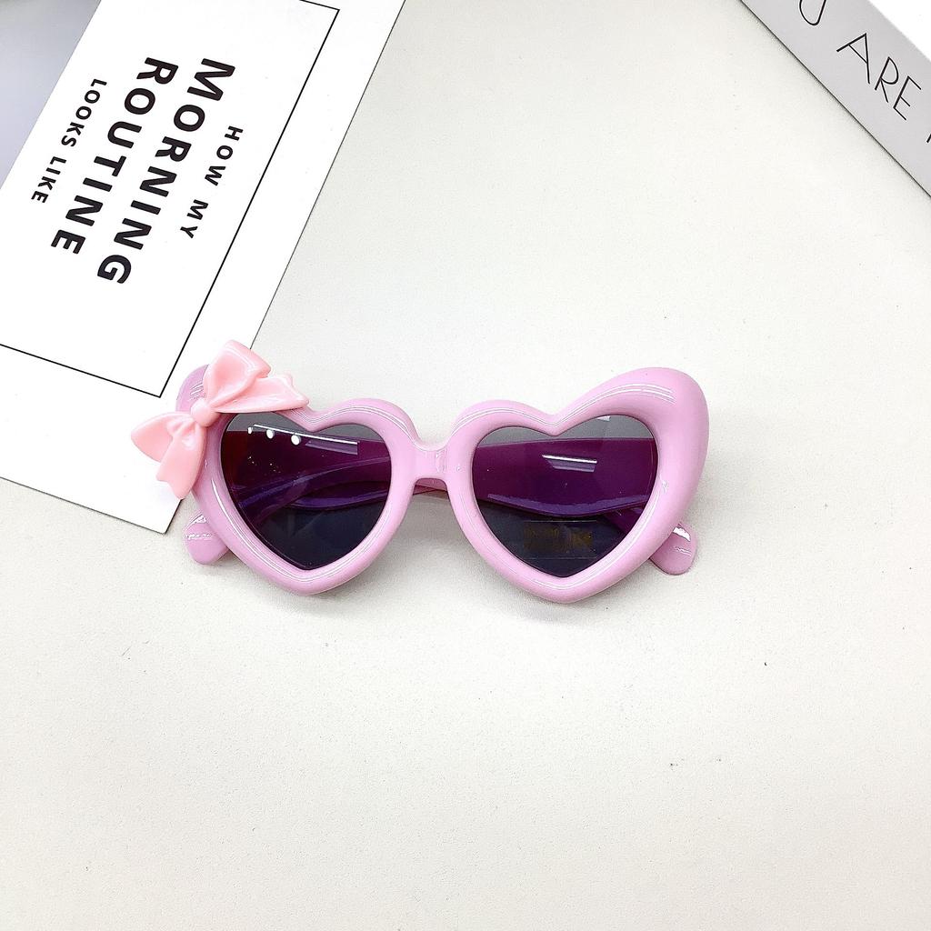 Fashion Bow Children'S Sunglasses Cute Girl Love Sunglasses Sun Protection Uv Glasses Tide
