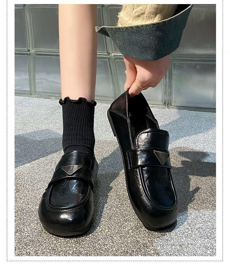 Women's Retro One-Step Loafers 2025 - Soft Leather, British Style, Versatile Flats