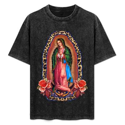 T-shirt Sacra Virgen De Guadalupe Uomo Donna Estate Vintage Stampa Religiosa Messicana Taglio Ampio Girocollo Manica Corta Maglietta Estetica