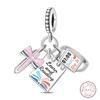 S925 Silver Bee Bear Easter Egg Guitar Jesus Saint Mary Charms Beads Fit 3mm Bracelets DIY Fine Jewelry Making