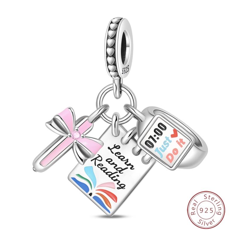 S925 Silver Bee Bear Easter Egg Guitar Jesus Saint Mary Charms Beads Fit 3mm Bracelets DIY Fine Jewelry Making