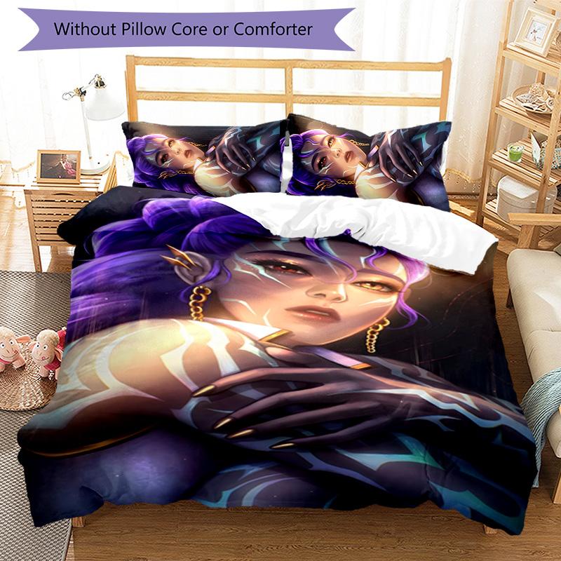 KPOP Hunter 3-teiliges Bettwäsche-Set Bettbezug Verschluss Enthält 1 Bettbezug & 2 Kissenbezüge für Alle Jahreszeiten Schlafzimmer Zuhause Wohnheim Dekor