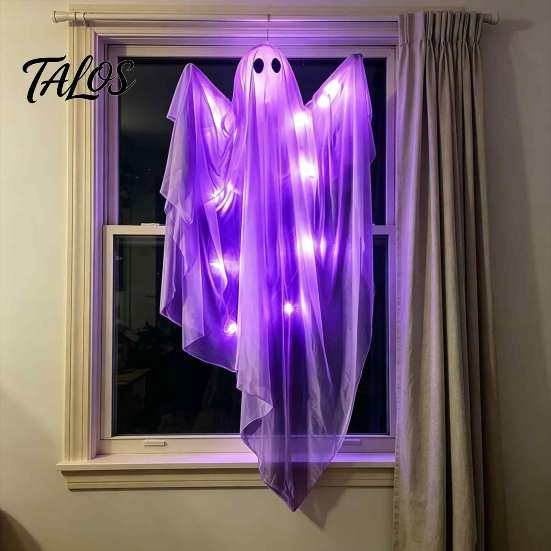 Horror Atmosphere Party Supplies Halloween Hanging Light Up Ghost Decoration, Large Spooky Flying for Glowing Mesh Porch Front Yard Patio Lawn Garden