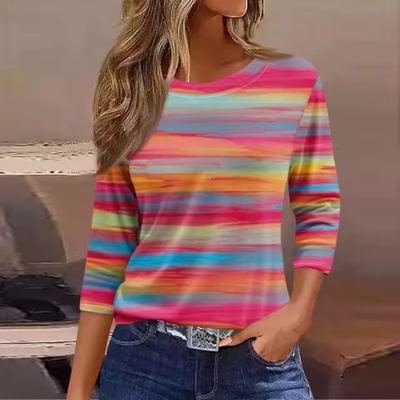 Women'S T-Shirts 3D Printing Fashion Casual Round Neck Clothing Long Sleeve Loose Printed T-Shirt Ladies Top