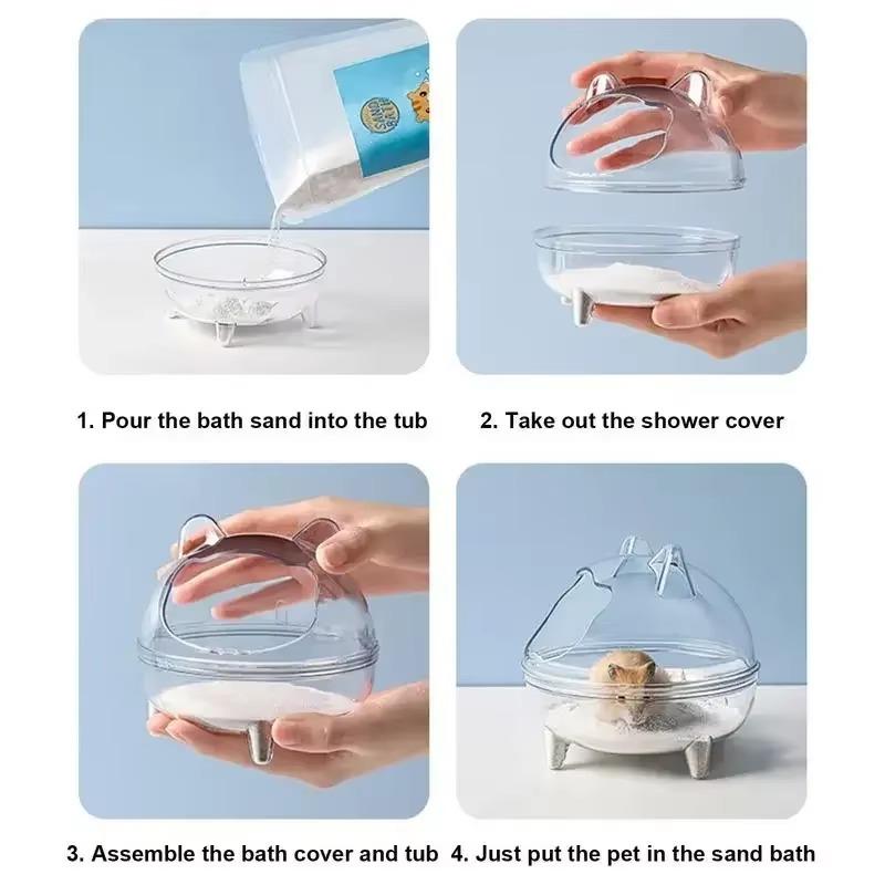 Transparent Hamster Sand Bathtub Large Anti Splash Space Cute Cat Ear Design For Small Hamsters Daily Sand Bathing