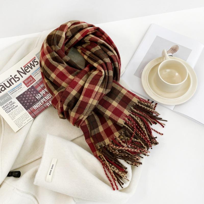 

Осень и зима новый шарф женский имитация кашемира клетчатая шаль универсальный шарф модный шарф для пары 65*200cm