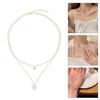 Love Heart Pendant Necklace with Pearls Women Neck Jewelry Alloy Texture Beads Necklace Suitable for Parties and Wedding