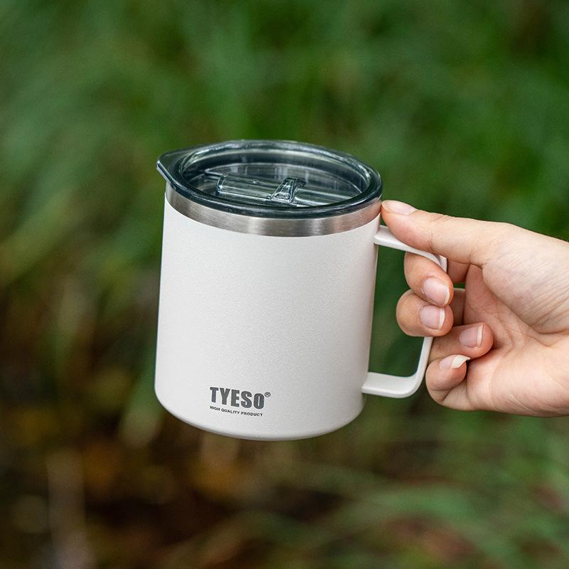Tyeso Stylish Office Coffee Mug 304 Stainless Steel Visual Lid Minimalist Design with Handle Unisex Mug for Daily Use