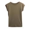 Summer white round neck short-sleeved t-shirt women's spring summer new design sense niche loose casual front shoulder look thin