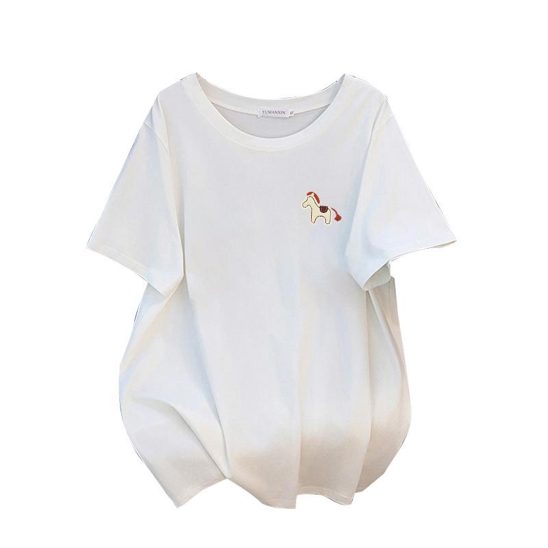 Women's Plus Size Mid-Length Loose Short-Sleeve T-Shirt (200/300/350 jin)