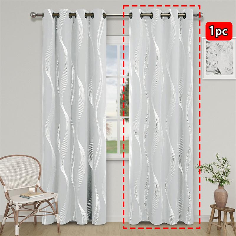 All-Season Curtain Soft Comfortable Dustproof Removable Universal Popular Curtain Blackout Curtain with Gold Foil Wave Pattern, High Precision Drapes