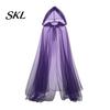 Layered Cosplay Cloak Hooded Mesh for Adults, 2 Layer Sheer Tulle Cape, Witch Costume Gothic Queen Halloween Renaissance Accessories Dark Elf Cape