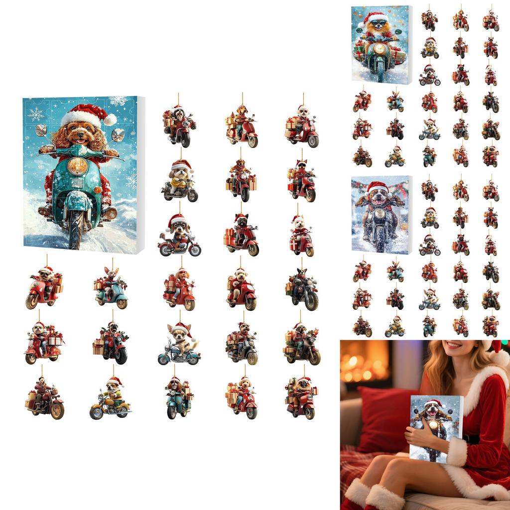 Christmas Dog Advent Calendar With Acrylic Elements And 24 Decor Pieces For Seasonal Gift Giving