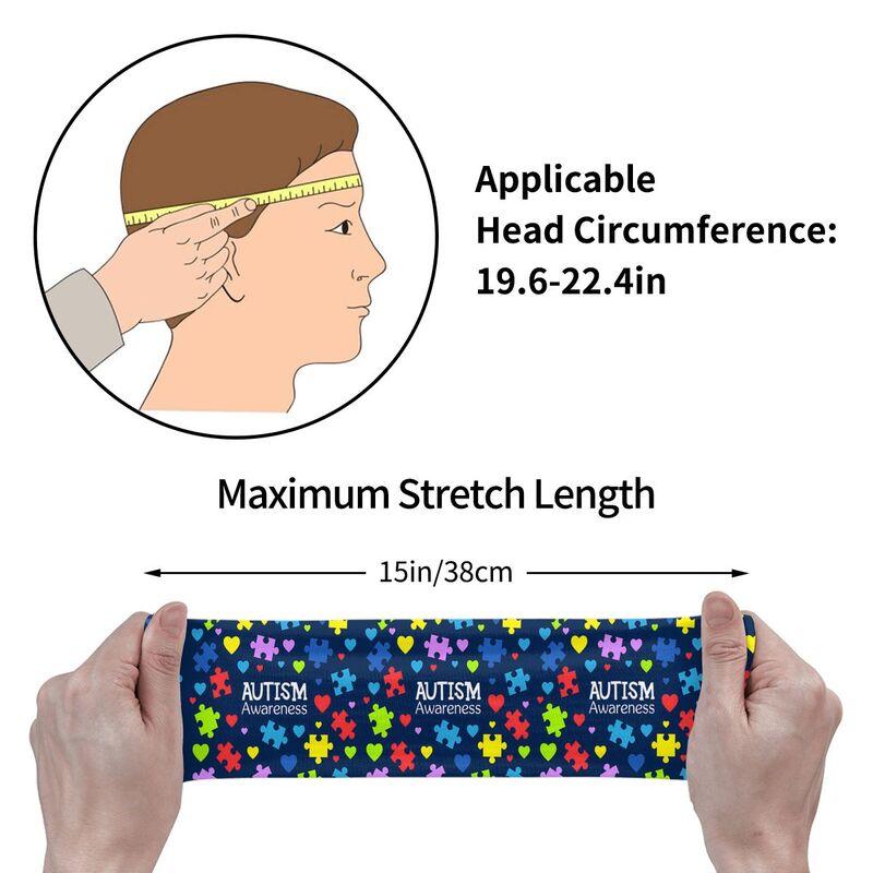 Autism Awareness Colorful Puzzle Pieces Sports Head Bands Sweatbands for Women Men Elastic Exercise Headband for Fitness Running