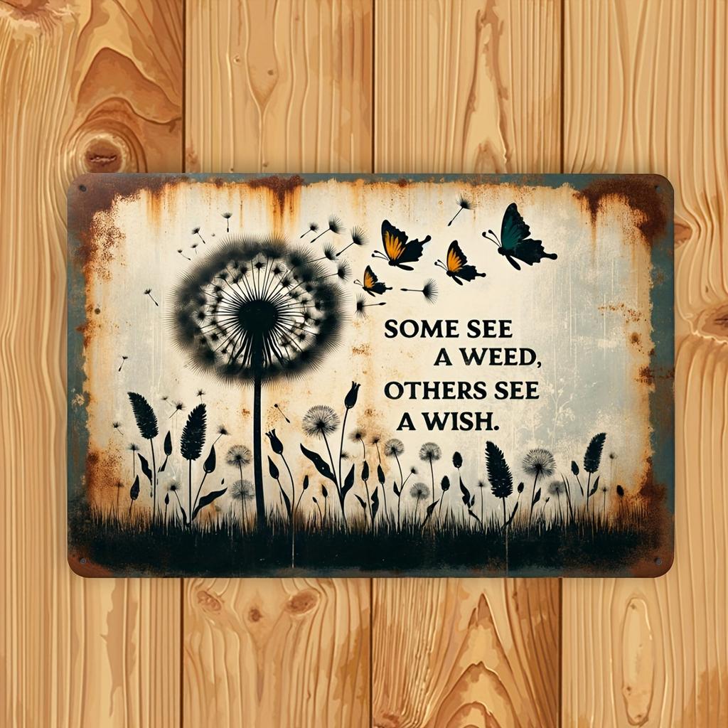 Whimsical Dandelion Wish Metal Sign Perfect for Birthday Housewarming Gifts Home Decor Vintage Art for Family Room Bar