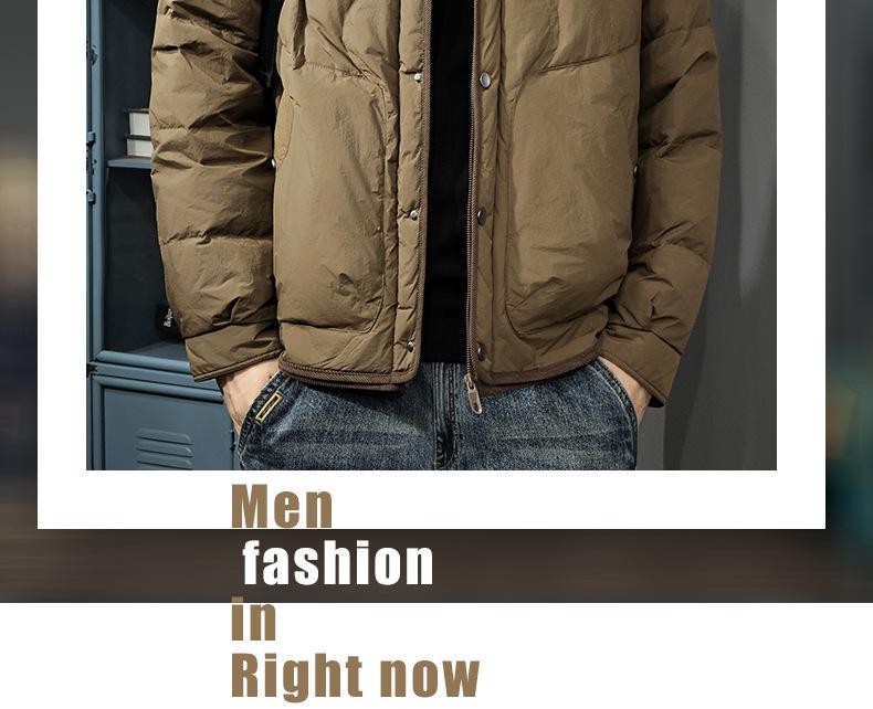 Doudoune homme rétro années 90 - Collection 2025 - Coupe tendance, chaude et ample avec revers anti-froid
