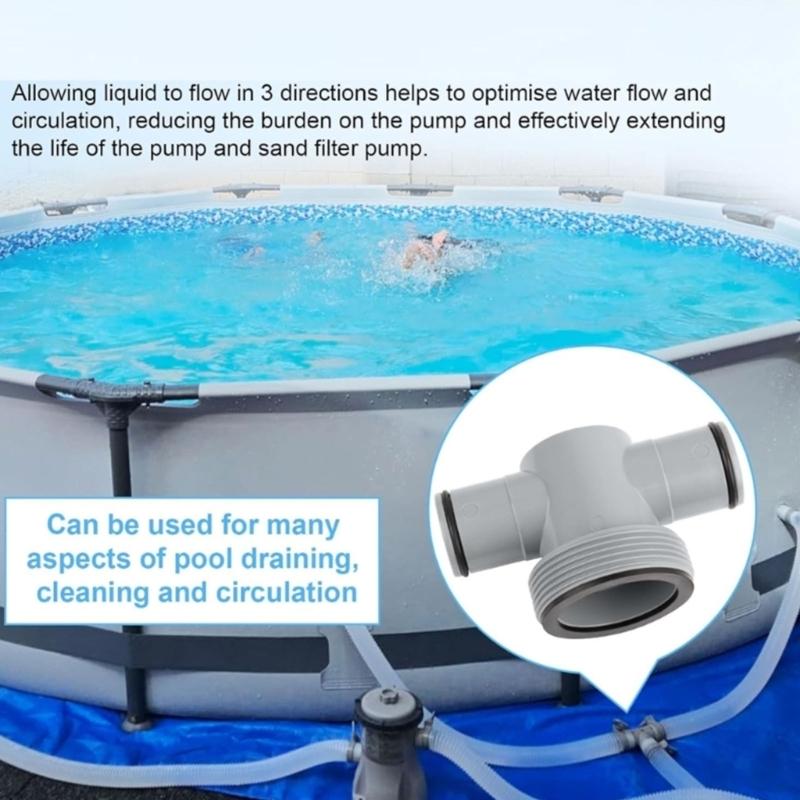 T Joint Pool Hose Adapter 1.5inch to 1.25inch Includes O Rings and Clamps Suitable for Above Ground Pool Filter Systems