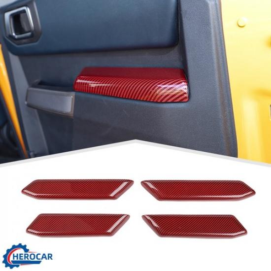 Door Armrest Handle Panel Trim Cover Decorative for Ford Bronco 21+Red Carbon