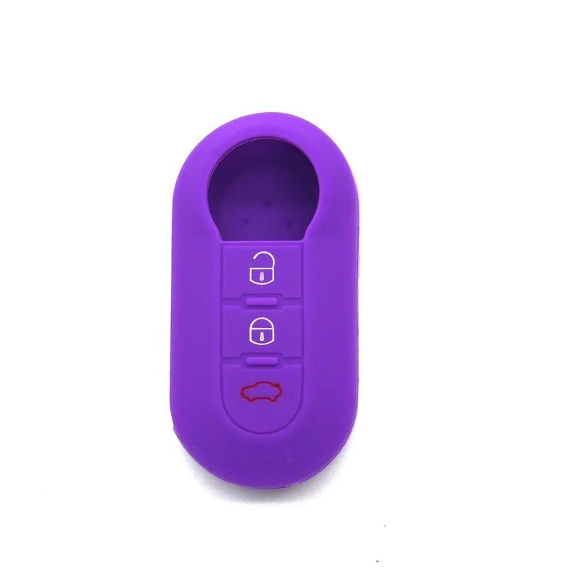 3 Buttons Silicone Car Key Case Cover For Fiat 500 Flip Folding Remote Key Shell For Fiat Punto Panda Car Accessories