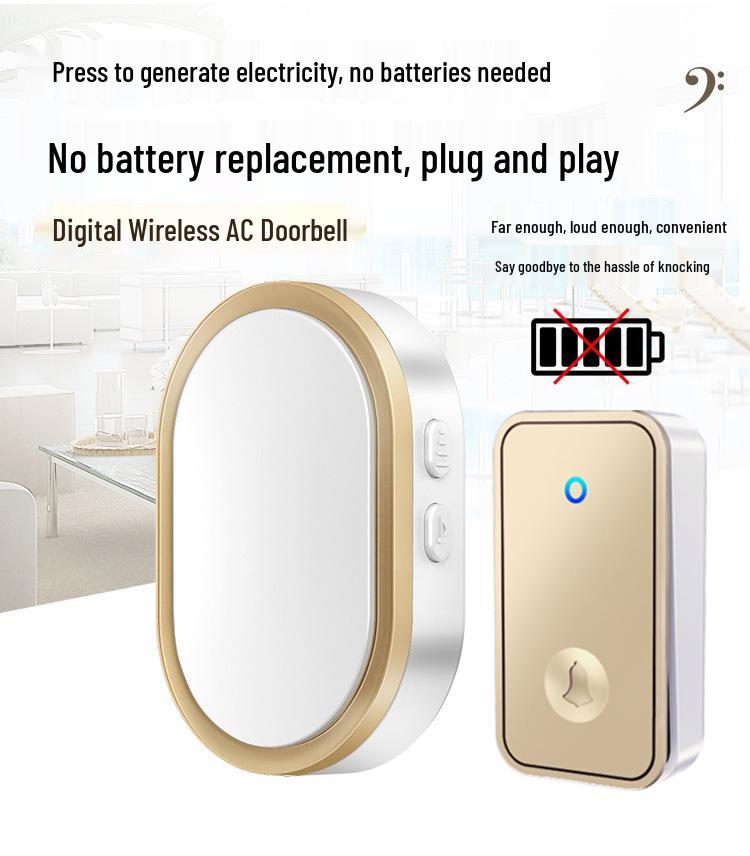 Wireless Waterproof Self-Powered Doorbell for Home - Ultra-Long Range, Battery-Free Smart Remote for Elderly Assistance