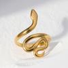 Stainless Steel Metal Snake Rings For Women Men Gold Color Geometric Open Adjustable Ring Vintage Gothic Aesthetic Jewelry Gifts