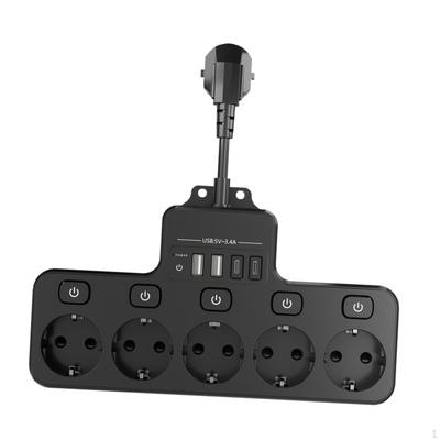 EU 250V AC Outlets Plug Power Strip Professional Multipurpose Travel Adapter Black