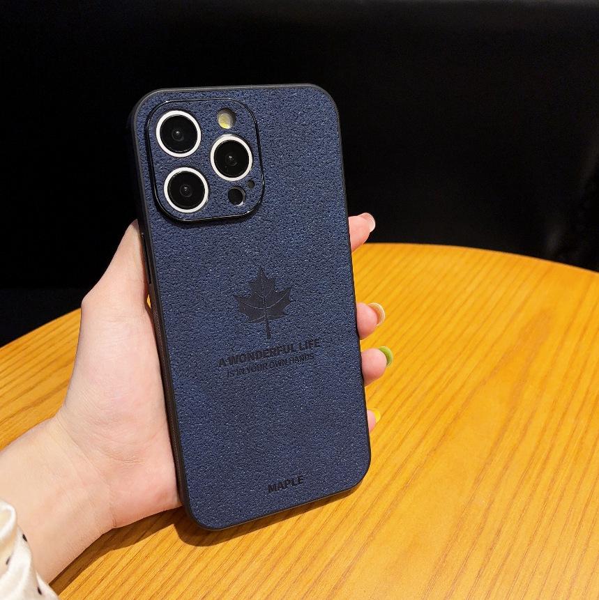 

Maple Leaf Leather Texture Case for iPhone 11/12/13 Pro/14 - High-End, Magnetic Lambskin, Full Coverage, Creative Design for Men. X синий