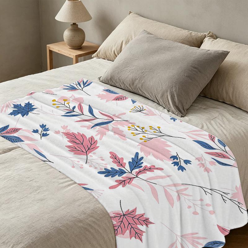 Lightweight Floral Flannel Throw Blanket Soft Warm Cozy, Portable for Home & Car, Decorative Festive Use for Halloween, Christmas & Casual Moments