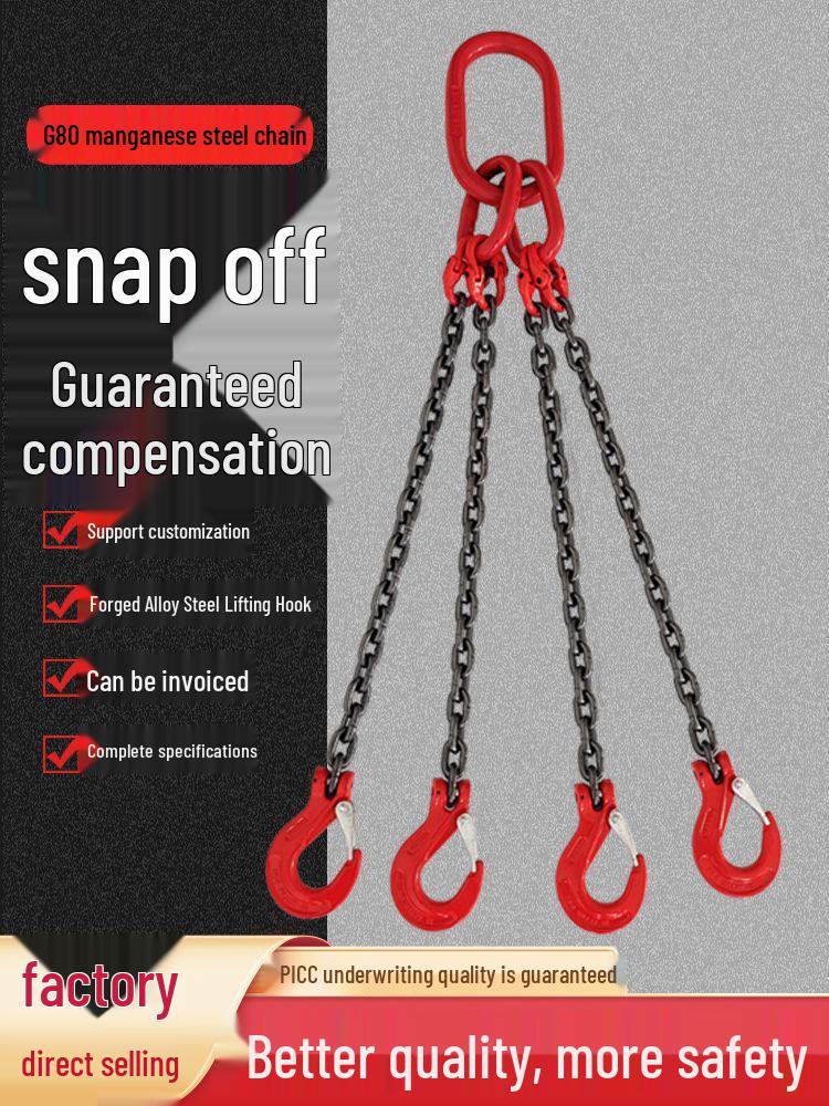 Double & Four Hook G80 Manganese Steel Lifting Chain Sling for Crane Hoist