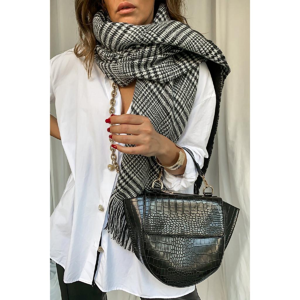 Double Sided Plaid Scarf Gray