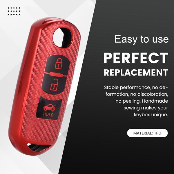 Red Carbon Fiber TPU Key Cover for Mazda 3 Axela None