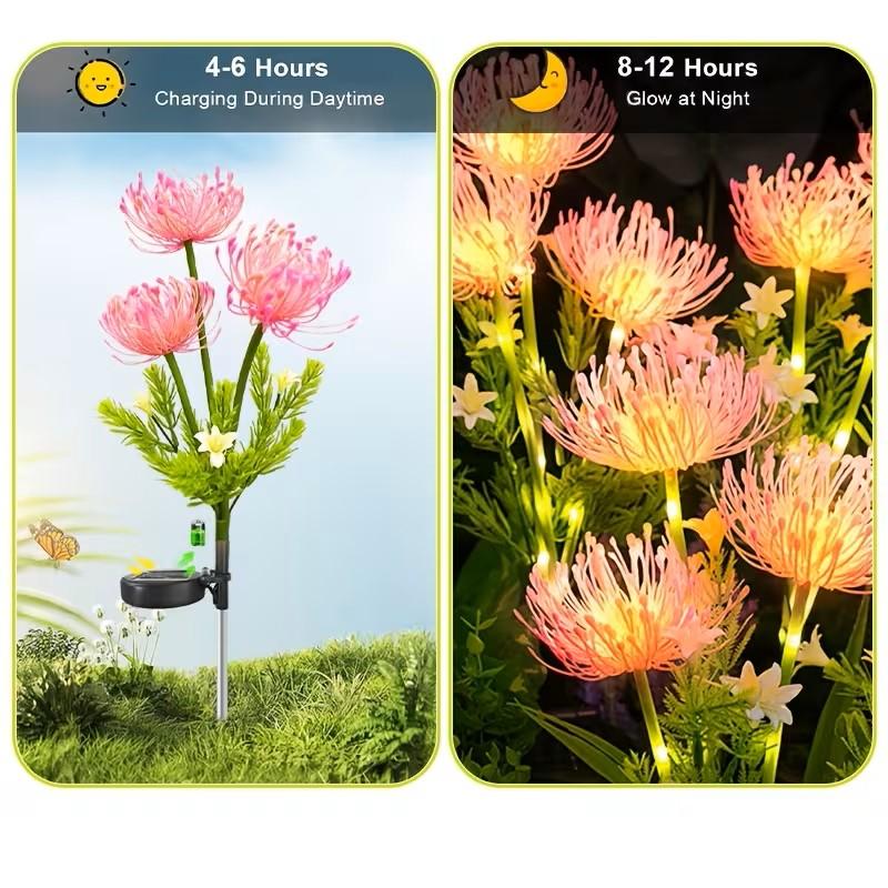 Solar Powered Spider Lily Flower Stake Lights Waterproof Outdoor Garden Decor Lamp for Yard Patio Camping Wedding Decoration