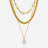 3Pcs Multi-layer Stainless Steel Waterproof Necklace for Women New Chic 18k Gold PVD Plated Zircon Waterproof Jewelry Girls