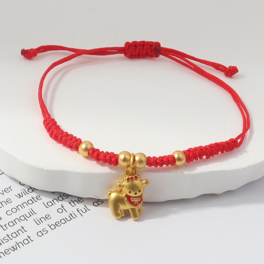 Handmade Red String Bracelet Gold Plated Zodiac Sheep Charms Adjustable Size Good Luck Gifts Daily Wear Fashion Jewelry
