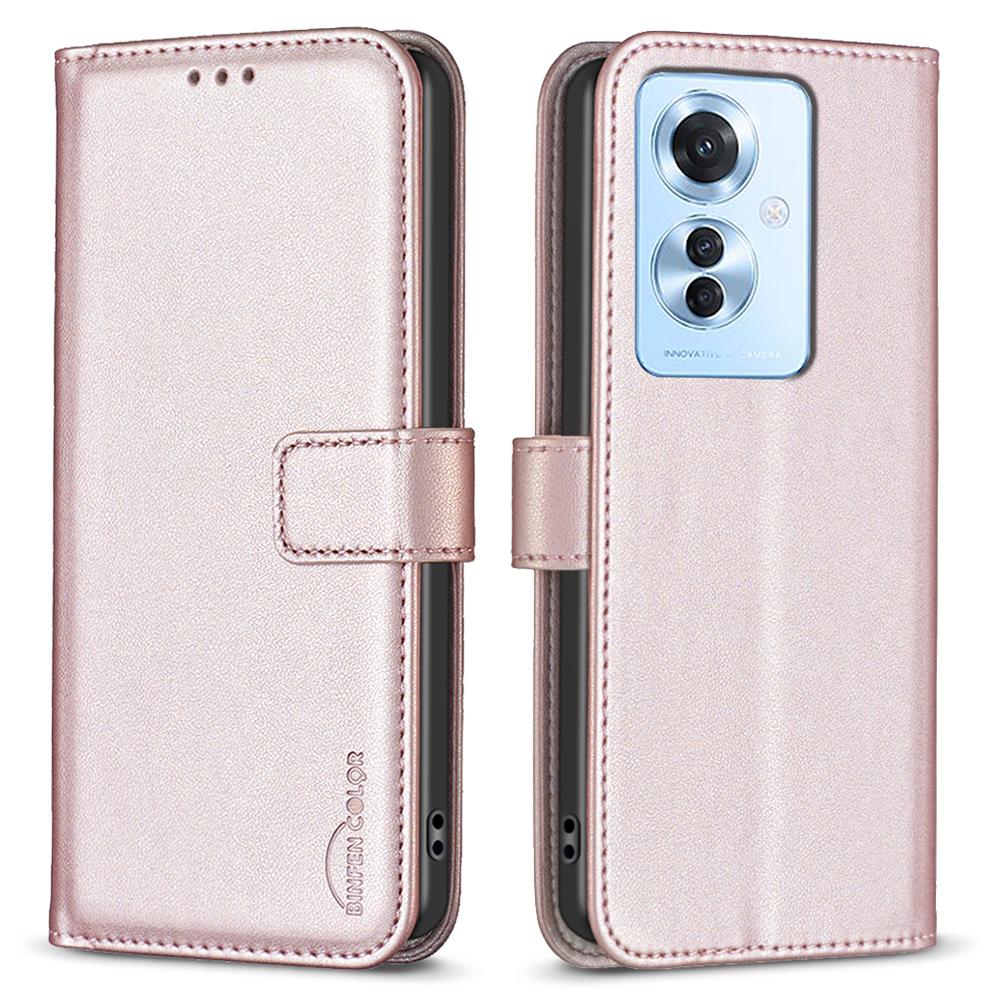 BINFEN COLOR BF17 For Oppo Reno11 F 5G Case Magnetic Closure Folio Stand Phone Cover