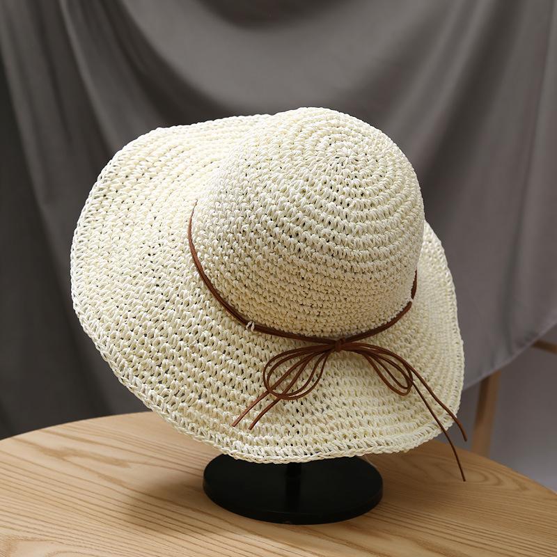 2026 Women Hats Summer Beach Seaside Vacation Style Straw Sun Protection Hat Handmade Wide Brim Woven Bucket Hats for Ladies