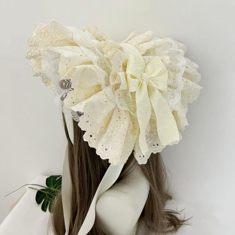 Victorian Dancing Party Anime Hat With Lace Bowknot Floral Design Adjustable Headbands For Women Girls Sun Protecting