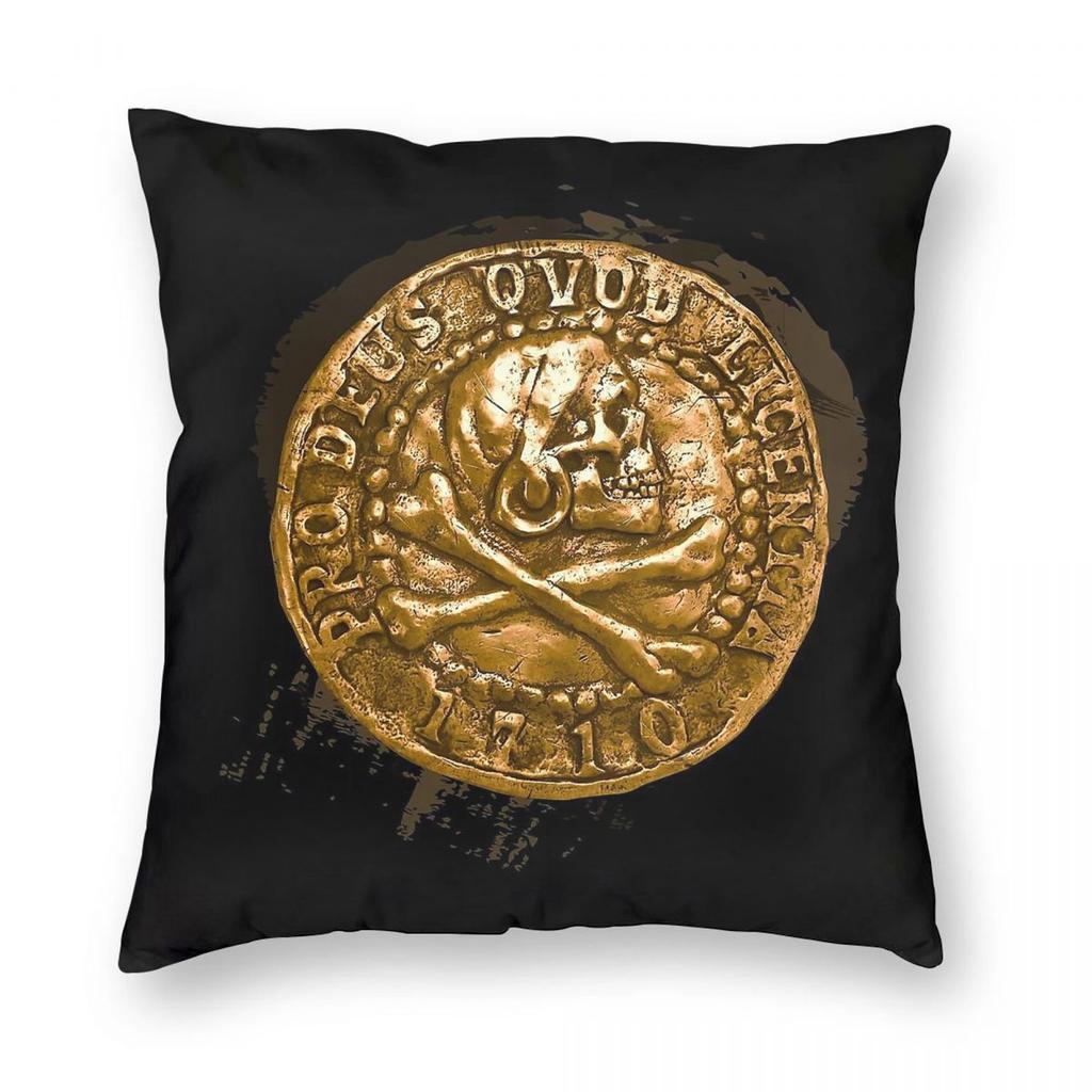 Pirate Coin Uncharted Square Pillowcase Polyester Linen Velvet Creative Zip Decorative Pillow Case Home Cushion Cover