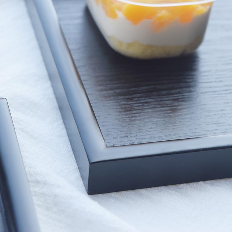 Rectangular Japanese Black Wooden Serving Tray - Solid Wood Plate for Dinner, Tea, or Water Cups. Perfect for Retro Restaurant Decor.